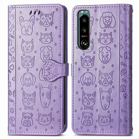 Coque Portefeuille Motif Fantaisie Livre Cuir Etui Clapet S03D pour Sony Xperia 5 IV Violet