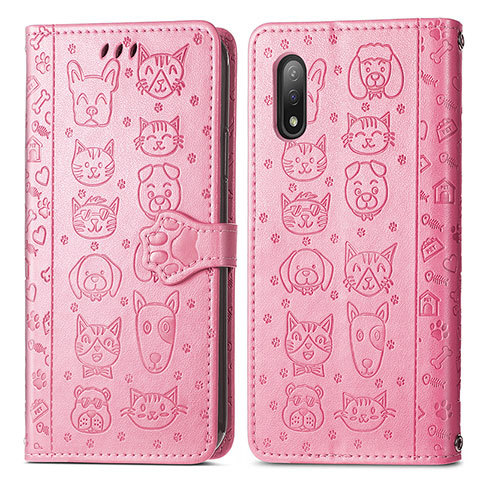 Coque Portefeuille Motif Fantaisie Livre Cuir Etui Clapet S03D pour Sony Xperia Ace II Rose