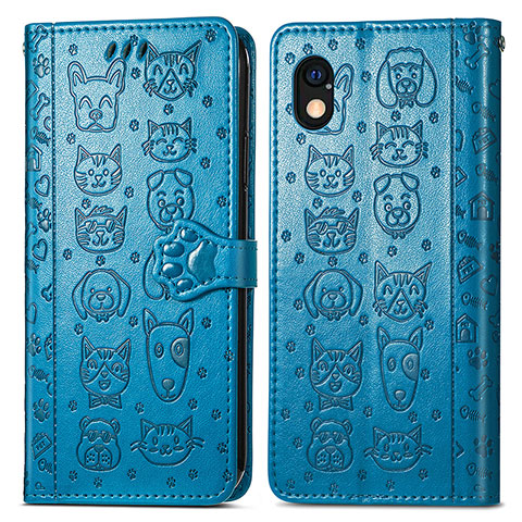 Coque Portefeuille Motif Fantaisie Livre Cuir Etui Clapet S03D pour Sony Xperia Ace III Bleu