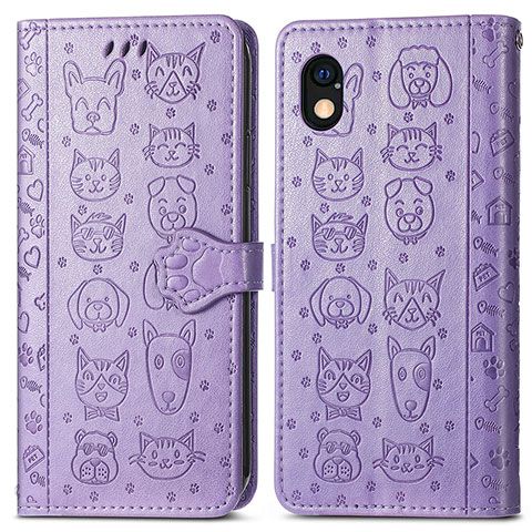 Coque Portefeuille Motif Fantaisie Livre Cuir Etui Clapet S03D pour Sony Xperia Ace III SOG08 Violet