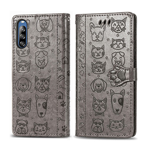 Coque Portefeuille Motif Fantaisie Livre Cuir Etui Clapet S03D pour Sony Xperia L4 Gris