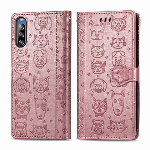 Coque Portefeuille Motif Fantaisie Livre Cuir Etui Clapet S03D pour Sony Xperia L4 Or Rose