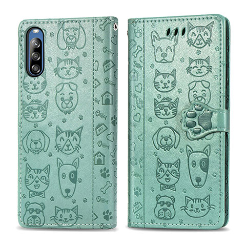 Coque Portefeuille Motif Fantaisie Livre Cuir Etui Clapet S03D pour Sony Xperia L4 Vert