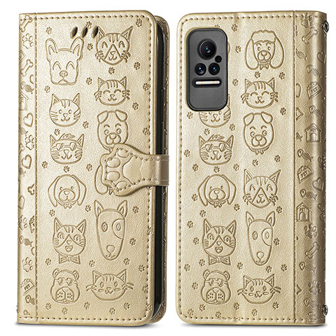 Coque Portefeuille Motif Fantaisie Livre Cuir Etui Clapet S03D pour Xiaomi Civi 1S 5G Or