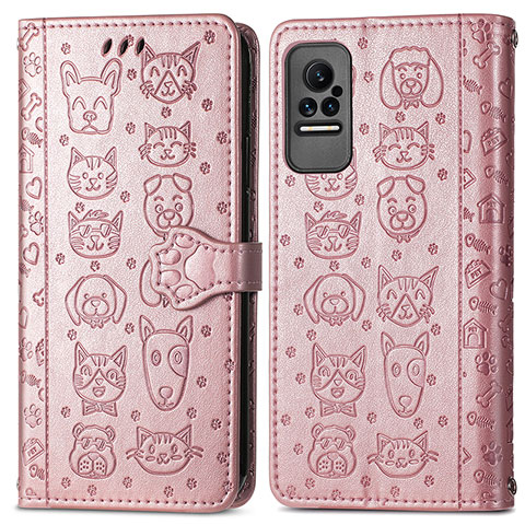 Coque Portefeuille Motif Fantaisie Livre Cuir Etui Clapet S03D pour Xiaomi Civi 1S 5G Or Rose