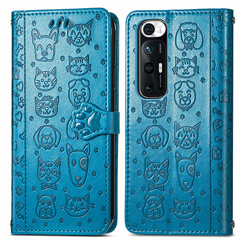 Coque Portefeuille Motif Fantaisie Livre Cuir Etui Clapet S03D pour Xiaomi Mi 10S 5G Bleu