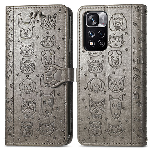 Coque Portefeuille Motif Fantaisie Livre Cuir Etui Clapet S03D pour Xiaomi Mi 11i 5G (2022) Gris