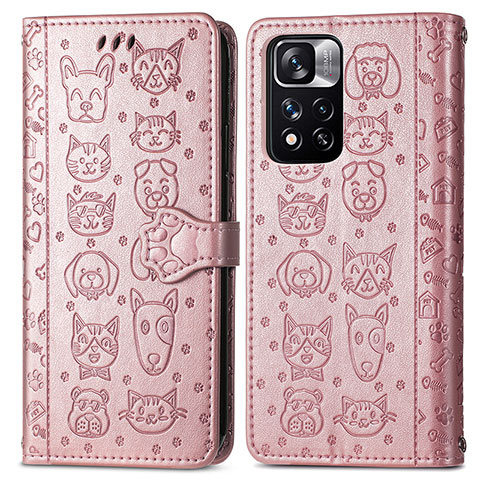 Coque Portefeuille Motif Fantaisie Livre Cuir Etui Clapet S03D pour Xiaomi Mi 11i 5G (2022) Or Rose