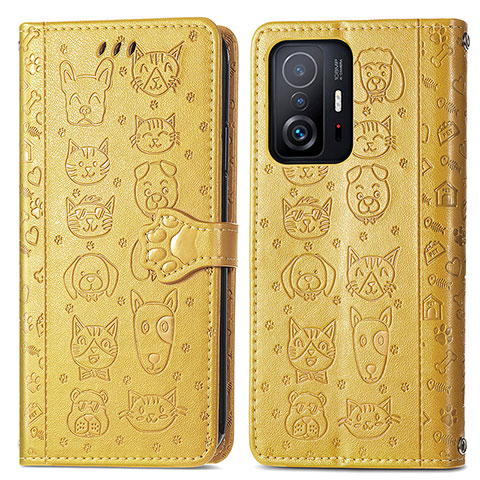 Coque Portefeuille Motif Fantaisie Livre Cuir Etui Clapet S03D pour Xiaomi Mi 11T 5G Jaune