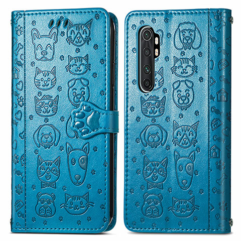 Coque Portefeuille Motif Fantaisie Livre Cuir Etui Clapet S03D pour Xiaomi Mi Note 10 Lite Bleu