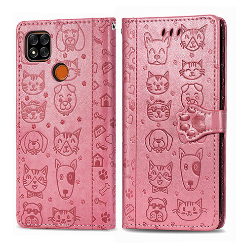 Coque Portefeuille Motif Fantaisie Livre Cuir Etui Clapet S03D pour Xiaomi POCO C3 Rose