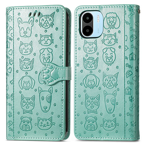 Coque Portefeuille Motif Fantaisie Livre Cuir Etui Clapet S03D pour Xiaomi Poco C50 Vert