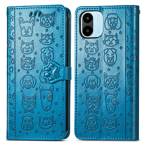 Coque Portefeuille Motif Fantaisie Livre Cuir Etui Clapet S03D pour Xiaomi Poco C51 Bleu