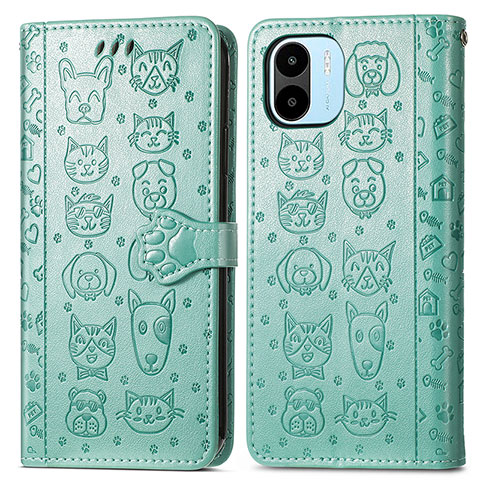 Coque Portefeuille Motif Fantaisie Livre Cuir Etui Clapet S03D pour Xiaomi Poco C51 Vert