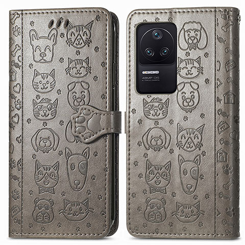 Coque Portefeuille Motif Fantaisie Livre Cuir Etui Clapet S03D pour Xiaomi Poco F4 5G Gris