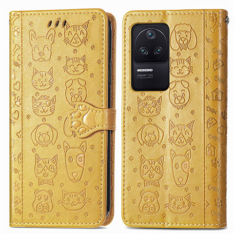 Coque Portefeuille Motif Fantaisie Livre Cuir Etui Clapet S03D pour Xiaomi Poco F4 5G Jaune