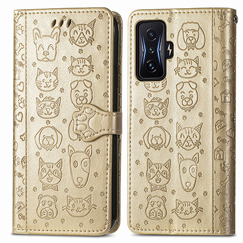 Coque Portefeuille Motif Fantaisie Livre Cuir Etui Clapet S03D pour Xiaomi Poco F4 GT 5G Or