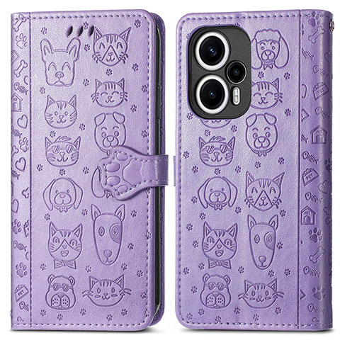 Coque Portefeuille Motif Fantaisie Livre Cuir Etui Clapet S03D pour Xiaomi Poco F5 5G Violet