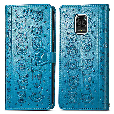 Coque Portefeuille Motif Fantaisie Livre Cuir Etui Clapet S03D pour Xiaomi Poco M2 Pro Bleu