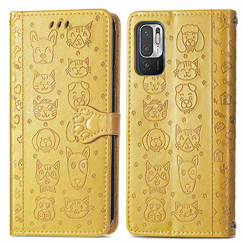 Coque Portefeuille Motif Fantaisie Livre Cuir Etui Clapet S03D pour Xiaomi POCO M3 Pro 5G Jaune