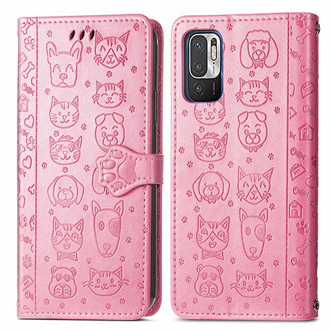 Coque Portefeuille Motif Fantaisie Livre Cuir Etui Clapet S03D pour Xiaomi POCO M3 Pro 5G Rose