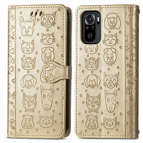 Coque Portefeuille Motif Fantaisie Livre Cuir Etui Clapet S03D pour Xiaomi Poco M5S Or