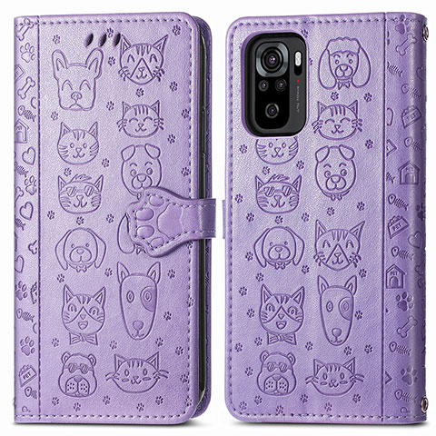 Coque Portefeuille Motif Fantaisie Livre Cuir Etui Clapet S03D pour Xiaomi Poco M5S Violet