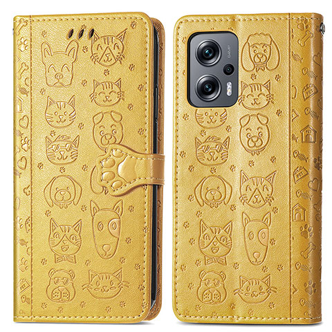 Coque Portefeuille Motif Fantaisie Livre Cuir Etui Clapet S03D pour Xiaomi Poco X4 GT 5G Jaune