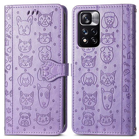 Coque Portefeuille Motif Fantaisie Livre Cuir Etui Clapet S03D pour Xiaomi Poco X4 NFC Violet