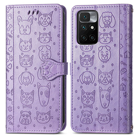 Coque Portefeuille Motif Fantaisie Livre Cuir Etui Clapet S03D pour Xiaomi Redmi 10 4G Violet