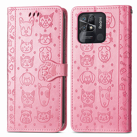 Coque Portefeuille Motif Fantaisie Livre Cuir Etui Clapet S03D pour Xiaomi Redmi 10 Power Rose