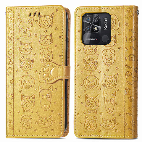 Coque Portefeuille Motif Fantaisie Livre Cuir Etui Clapet S03D pour Xiaomi Redmi 10C 4G Jaune