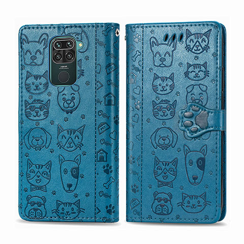 Coque Portefeuille Motif Fantaisie Livre Cuir Etui Clapet S03D pour Xiaomi Redmi 10X 4G Bleu