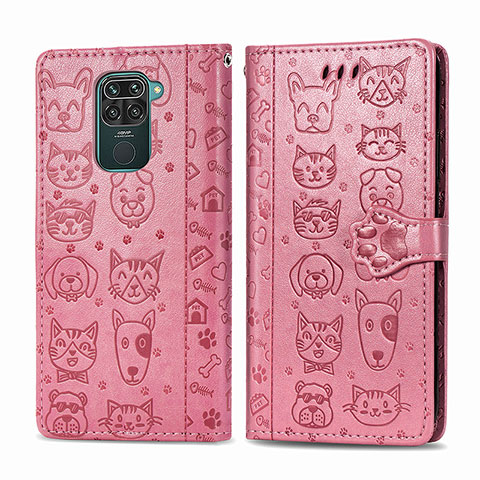 Coque Portefeuille Motif Fantaisie Livre Cuir Etui Clapet S03D pour Xiaomi Redmi 10X 4G Rose