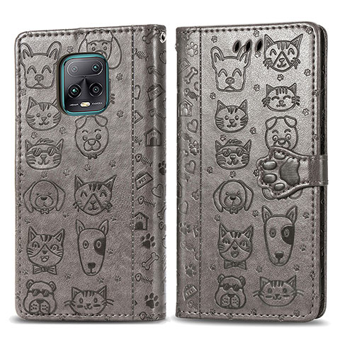 Coque Portefeuille Motif Fantaisie Livre Cuir Etui Clapet S03D pour Xiaomi Redmi 10X Pro 5G Gris