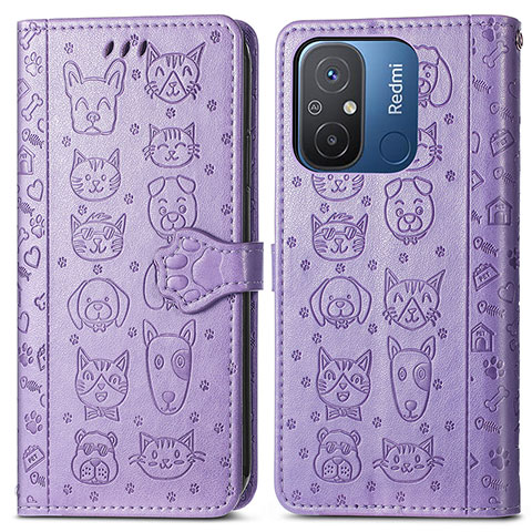 Coque Portefeuille Motif Fantaisie Livre Cuir Etui Clapet S03D pour Xiaomi Redmi 11A 4G Violet