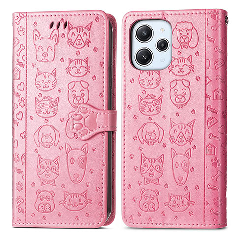 Coque Portefeuille Motif Fantaisie Livre Cuir Etui Clapet S03D pour Xiaomi Redmi 12 4G Rose