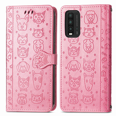 Coque Portefeuille Motif Fantaisie Livre Cuir Etui Clapet S03D pour Xiaomi Redmi 9 Power Or Rose