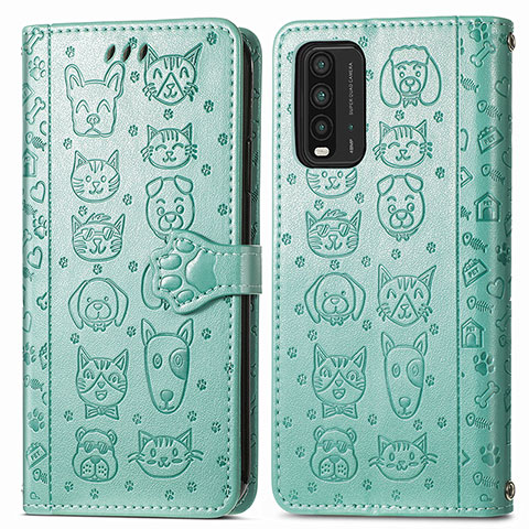 Coque Portefeuille Motif Fantaisie Livre Cuir Etui Clapet S03D pour Xiaomi Redmi 9 Power Vert