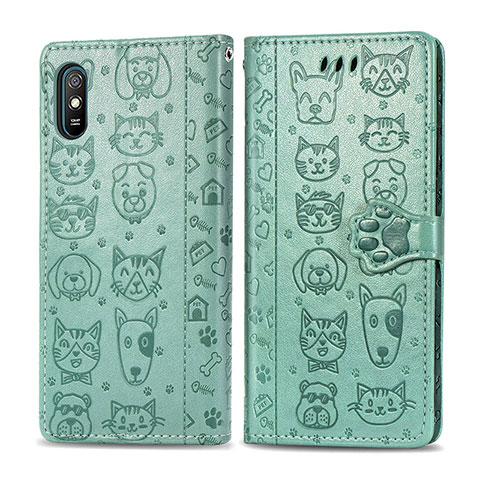 Coque Portefeuille Motif Fantaisie Livre Cuir Etui Clapet S03D pour Xiaomi Redmi 9i Vert