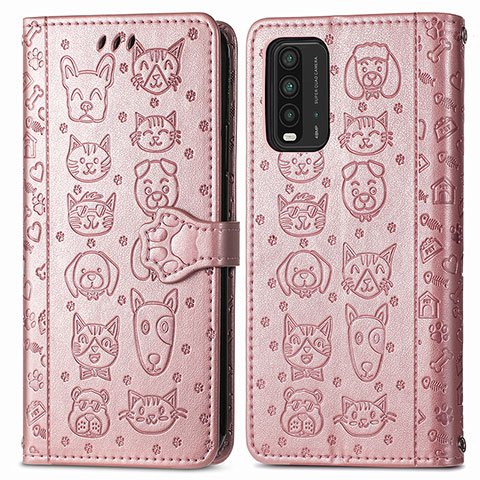 Coque Portefeuille Motif Fantaisie Livre Cuir Etui Clapet S03D pour Xiaomi Redmi 9T 4G Rose