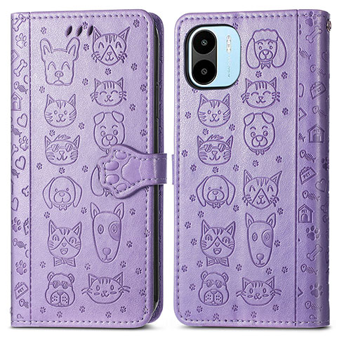 Coque Portefeuille Motif Fantaisie Livre Cuir Etui Clapet S03D pour Xiaomi Redmi A2 Violet