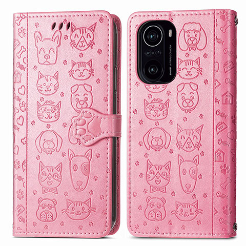 Coque Portefeuille Motif Fantaisie Livre Cuir Etui Clapet S03D pour Xiaomi Redmi K40 5G Rose