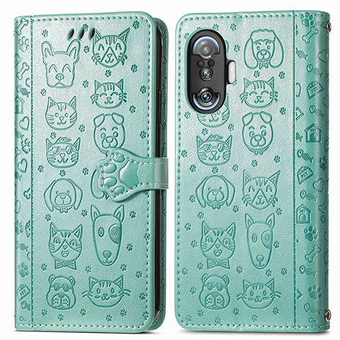 Coque Portefeuille Motif Fantaisie Livre Cuir Etui Clapet S03D pour Xiaomi Redmi K40 Gaming 5G Vert