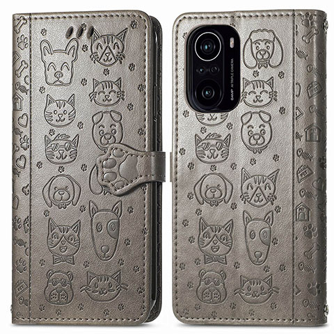 Coque Portefeuille Motif Fantaisie Livre Cuir Etui Clapet S03D pour Xiaomi Redmi K40 Pro 5G Gris