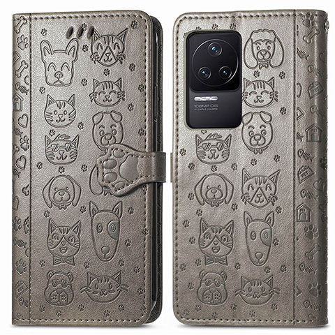 Coque Portefeuille Motif Fantaisie Livre Cuir Etui Clapet S03D pour Xiaomi Redmi K50 5G Gris