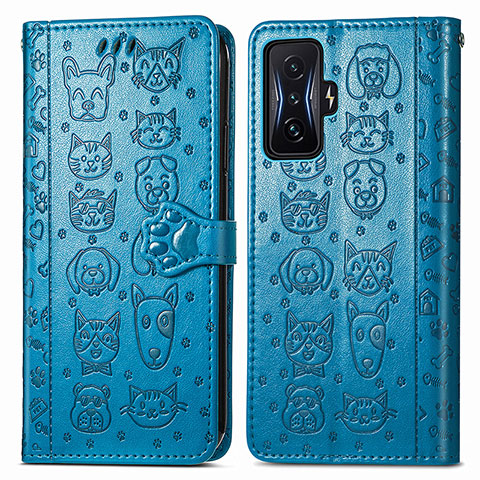 Coque Portefeuille Motif Fantaisie Livre Cuir Etui Clapet S03D pour Xiaomi Redmi K50 Gaming 5G Bleu