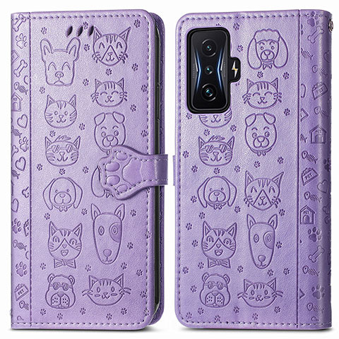 Coque Portefeuille Motif Fantaisie Livre Cuir Etui Clapet S03D pour Xiaomi Redmi K50 Gaming 5G Violet