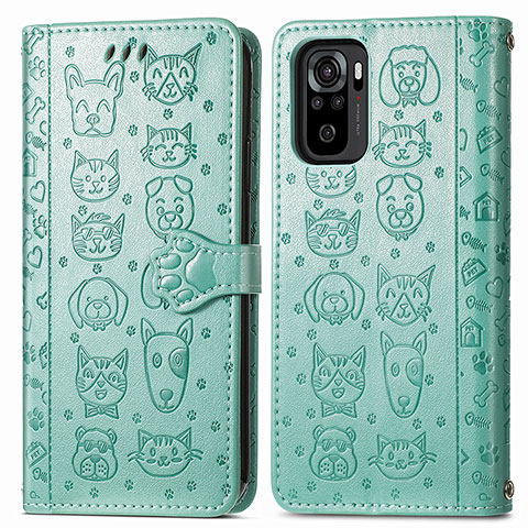 Coque Portefeuille Motif Fantaisie Livre Cuir Etui Clapet S03D pour Xiaomi Redmi Note 10 4G Vert