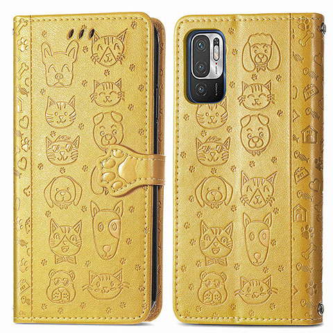 Coque Portefeuille Motif Fantaisie Livre Cuir Etui Clapet S03D pour Xiaomi Redmi Note 10 JE 5G Jaune